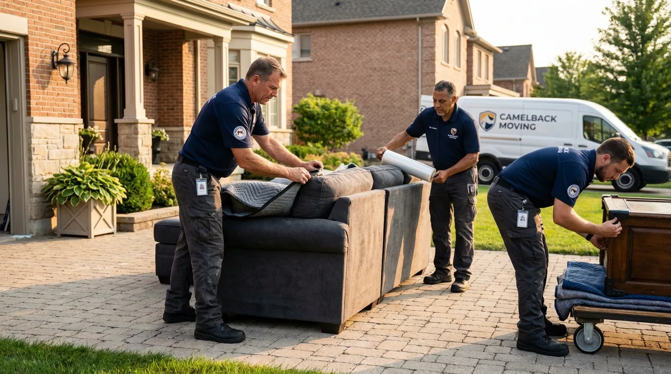 Large estate moving crew wrapping furniture in Franklin, IN